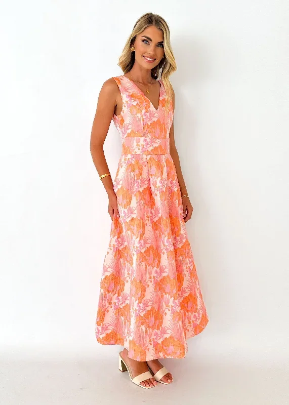 artoe-midi-dress-peach-jacquard