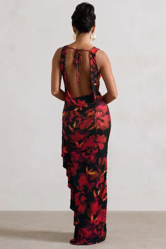 kaida-orange-floral-print-cowl-neck-ruffled-split-maxi-dress-cl134791252 kaida-orange-floral-print-cowl-neck-ruffled-split-maxi-dress-cl134791252