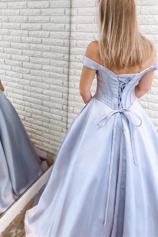 lavender-off-the-shoulder-satin-long-ball-gown