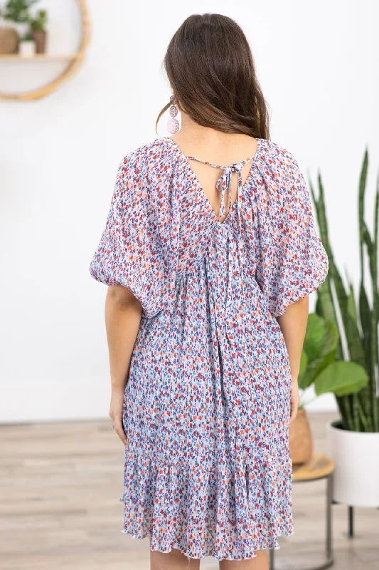 pastel-blue-and-red-floral-print-v-neck-dress
