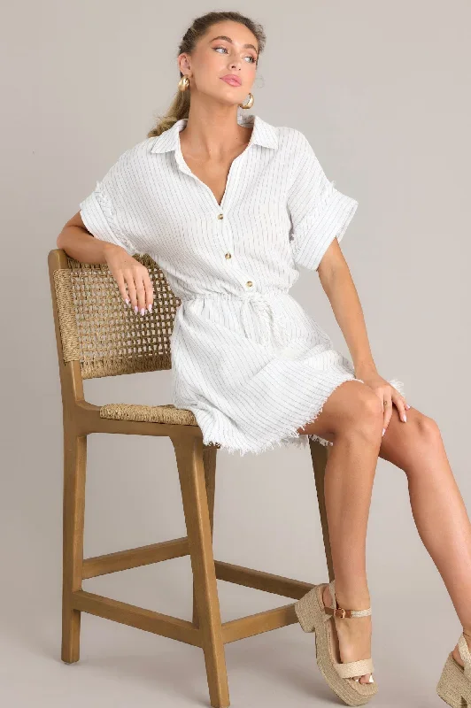 Sail Away White Stripe Mini Dress